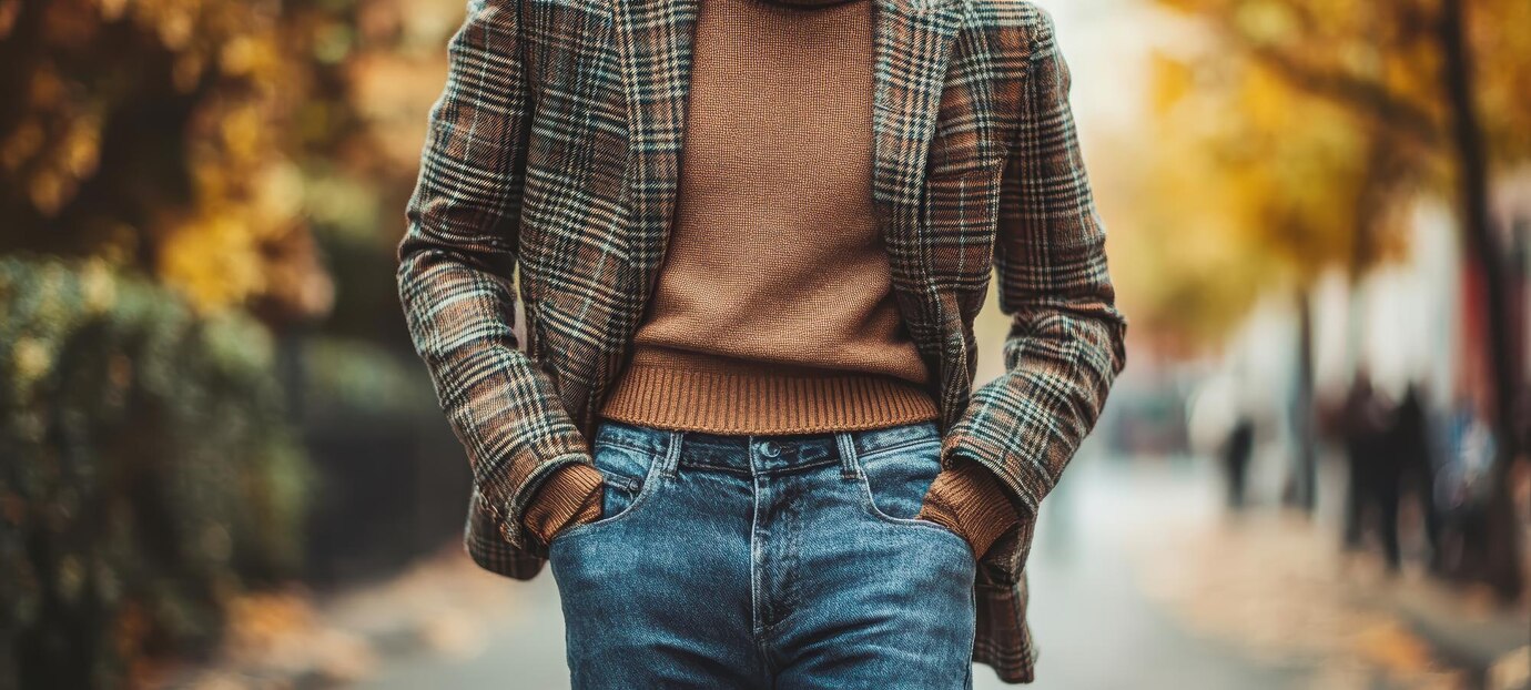 classic-fall-outfit-with-plaid-blazer-turtleneck-sweater-highwaisted-jeans_1039156-15792